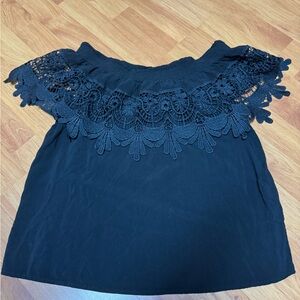 Ardene Blue Cropped Sleeveless Blouse with Bib Collar